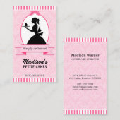 Carte De Visite Petit gâteau élégant de silhouette de damassé (Devant / Derrière)