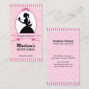 Carte De Visite Petit gâteau élégant de silhouette de damassé