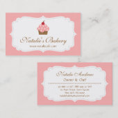 Carte De Visite Petit gâteau élégant, moderne, rose, boulangerie (Devant / Derrière)