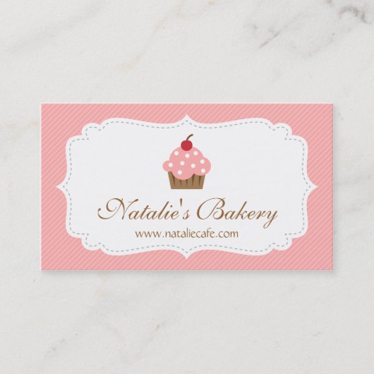 Carte De Visite Petit gâteau élégant, moderne, rose, boulangerie (Devant)