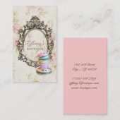 Carte De Visite petit gâteau floral de boulangerie de victorian (Devant / Derrière)