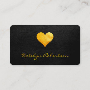 Carte De Visite Petit Luxe Gold Heart Chic Black Texture