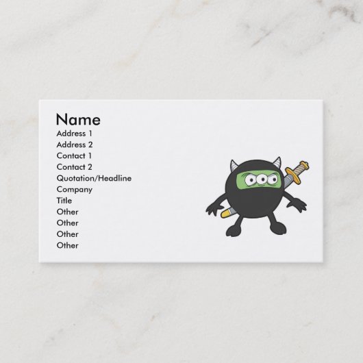 Carte De Visite petit monstre ninja idiot (Devant)