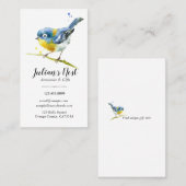 Carte De Visite Petit oiseau bleu d'aquarelle dans une branche (Devant / Derrière)