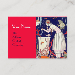 Carte De Visite PETIT POISSON ÉTONNANT, MODE BEAUTÉ Corail rouge