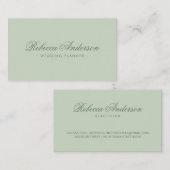 Carte De Visite Petit savant vert vert vert chic joli script tenda (Devant / Derrière)