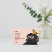 CARTE DE VISITE PETIT SINGE ET OISEAU DORÉ (Debout devant)