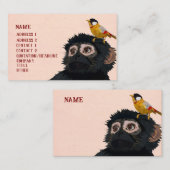 CARTE DE VISITE PETIT SINGE ET OISEAU DORÉ (Devant / Derrière)