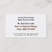 Carte De Visite Petit troupeau de cheptels bovins (Dos)