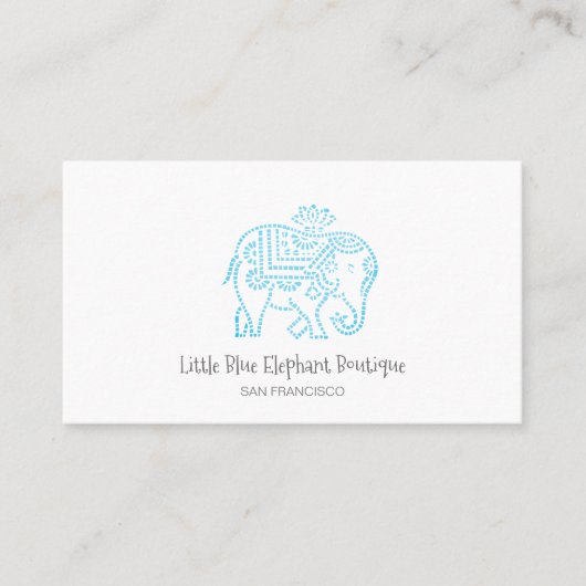 Carte De Visite Petite boutique Eléphant Bleu et bébé (Devant)