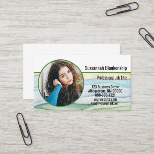 Carte De Visite Petite entreprise rond personnalisé photo aquarell