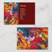 Carte De Visite PETITE FILLE, CHAT ET JOLIE DOLL JAUNE Rouge (Devant / Derrière)