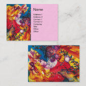 Carte De Visite PETITE FILLE, CHAT ET JOLIE DOLL rose (Devant / Derrière)