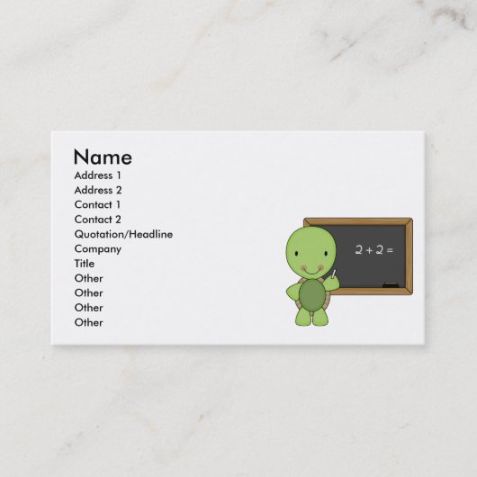 Carte De Visite petite tortue tableau noir (Devant)