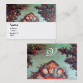 Carte De Visite PETITES ANGES MONOGRAM antique bleu rouge blanc (Devant / Derrière)