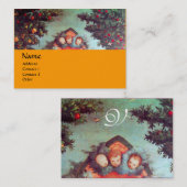 Carte De Visite PETITES ANGES MONOGRAM antique bleu rouge jaune (Devant / Derrière)