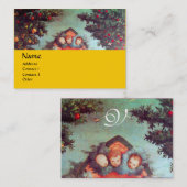 Carte De Visite PETITES ANGES MONOGRAM antique bleu rouge jaune (Devant / Derrière)