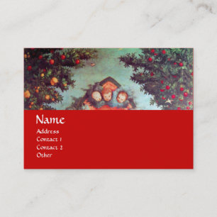 Carte De Visite PETITES ANGES MONOGRAM antique bleu rouge noir