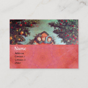 Carte De Visite PETITES ANGES MONOGRAM antique bleu rouge rose