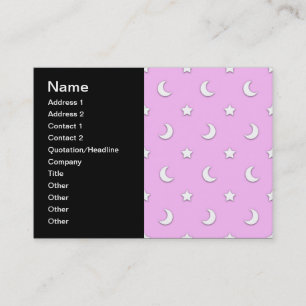 Carte De Visite Petites étoiles blanches et lunes sur fond rose