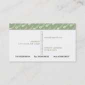Carte De Visite Petites fleurs blanches sauge vert motif (Dos)