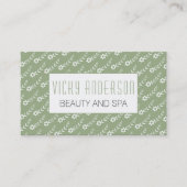 Carte De Visite Petites fleurs blanches sauge vert motif (Devant)