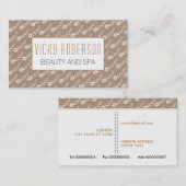 Carte De Visite Petites fleurs blanches sur papier kraft rustique (Devant / Derrière)