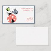 Carte De Visite Petits Ladybugs mignons Maman Bébés Fille Rose (Devant / Derrière)