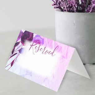 Carte De Visite Petits Roses Plum violet pliés Mariage plié
