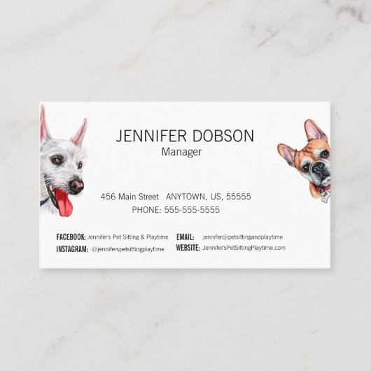 Carte De Visite Petsitting & Playtime avec code QR Chien (Dos)