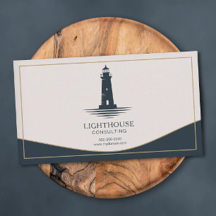 Carte De Visite Phare bleu marine et or