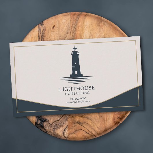 Carte De Visite Phare bleu marine et or