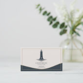 Carte De Visite Phare bleu marine et or (Debout devant)