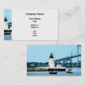 Carte De Visite Phare, Pont et Bateaux - Finition Platine (Devant / Derrière)