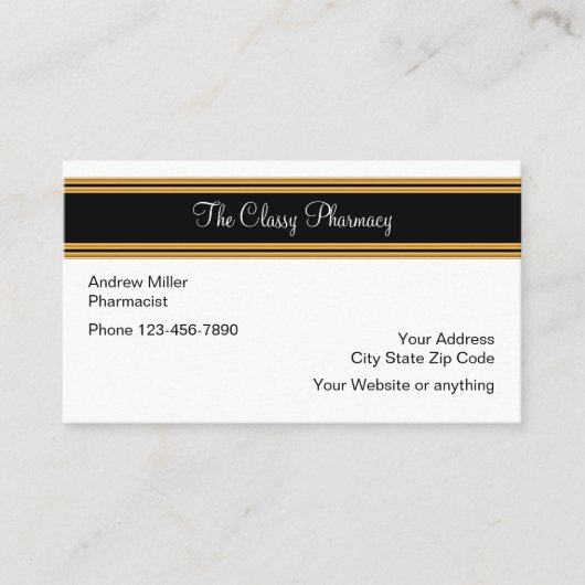 Carte De Visite Pharmacie au détail chique pour un pharmacien (Devant)