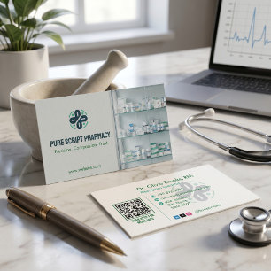 Carte De Visite Pharmacie Indépendante   Lumière Verte Moderne
