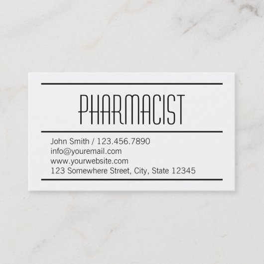 Carte de visite Pharmacien blanc moderne (Devant)