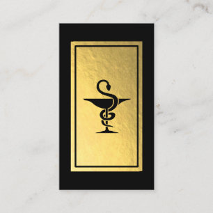Carte De Visite Pharmacien - Bol de Hygeia Symbole Faux Gold Foil
