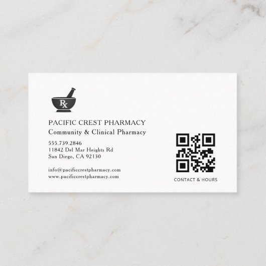 Carte De Visite Pharmacien Code QR Professionnel (Dos)