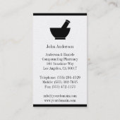 Carte De Visite Pharmacien composant le pilon de mortier de (Dos)