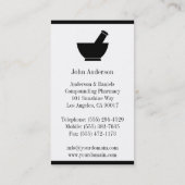 Carte De Visite Pharmacien composant le pilon de mortier de (Dos)