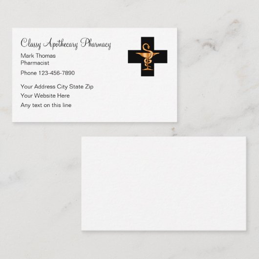 Carte De Visite Pharmacien d'âge pothécaire (Devant / Derrière)