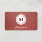 Carte De Visite Pharmacien Lace Monogram Maroon (Devant)