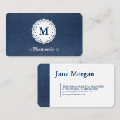 Carte De Visite Pharmacien Lace Monogram Motif bleu (Devant / Derrière)
