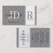 Carte De Visite Pharmacien/marbre de gris bleu pharmacie de (Devant / Derrière)
