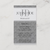 Carte De Visite Pharmacien/marbre de gris bleu pharmacie de (Dos)