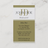 Carte De Visite Pharmacien/pharmacie d'ordonnance Antique Gold (Dos)