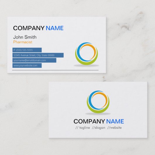 Carte De Visite Pharmacien - Sphère moderne (Devant / Derrière)