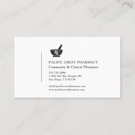 Carte De Visite Pharmacist Professional (Dos)