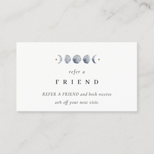 Carte De Visite Phase Lune Céleste Lunaire Simple Référer Un Ami (Devant)